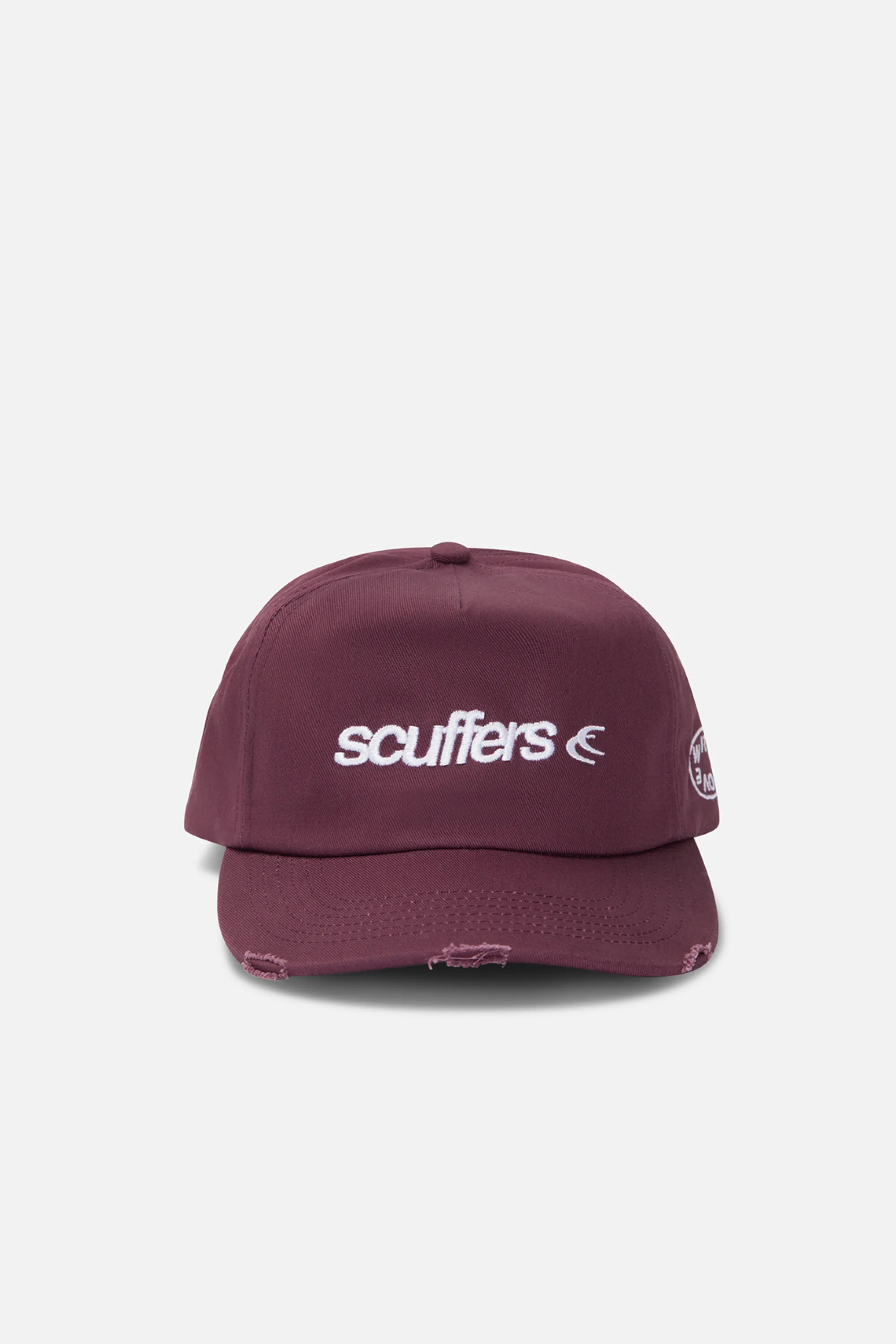 Online Ripped Burgundy Cap Women Headwear