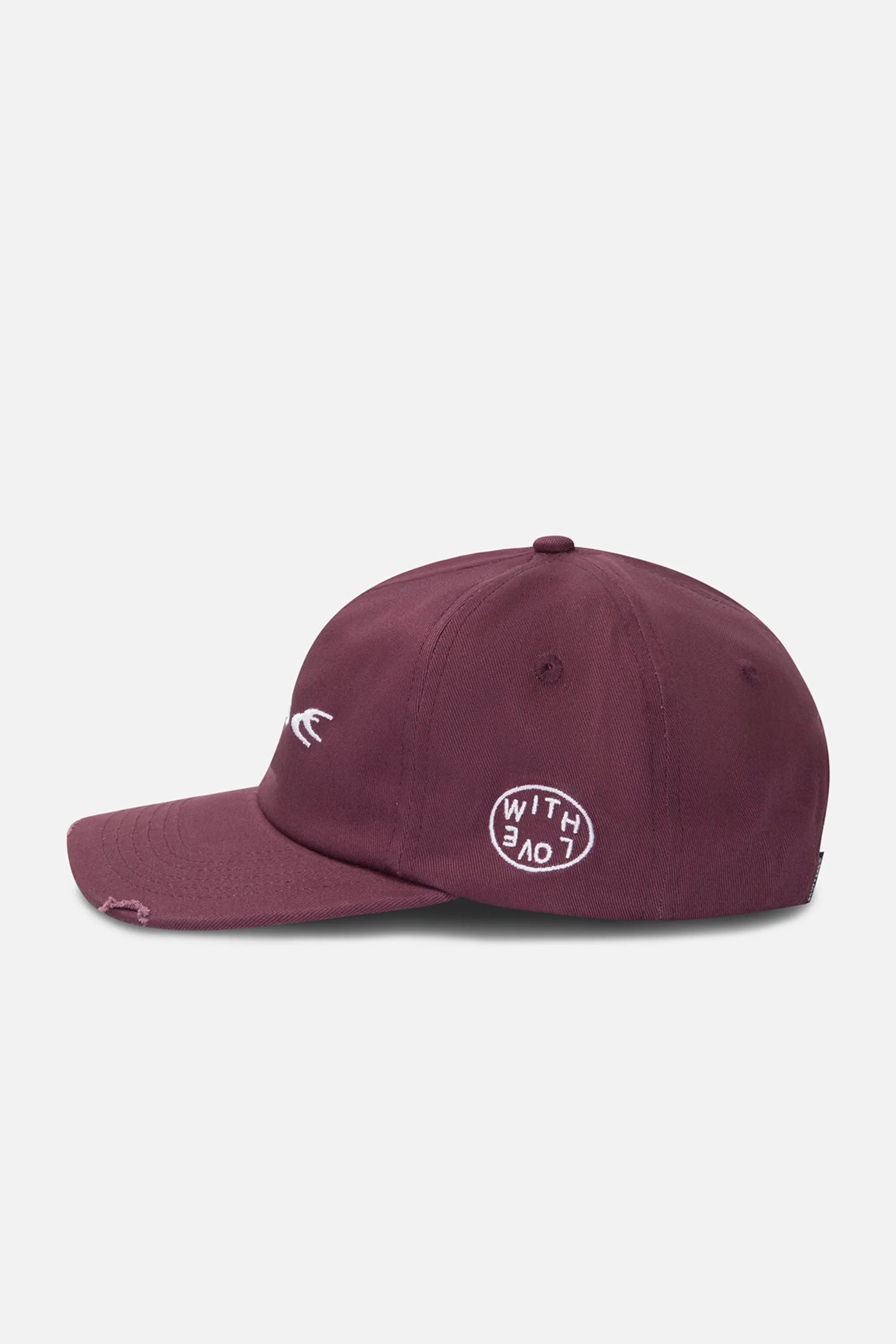 Online Ripped Burgundy Cap Women Headwear